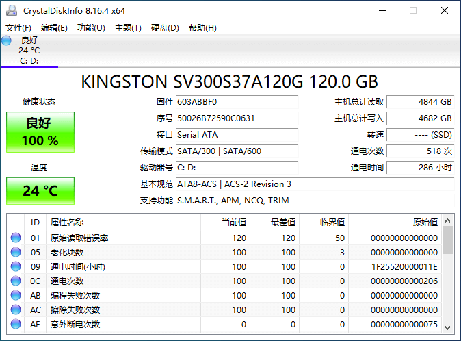 CrystalDiskInfo v9.7.2 绿色单文件（硬盘检测工具）